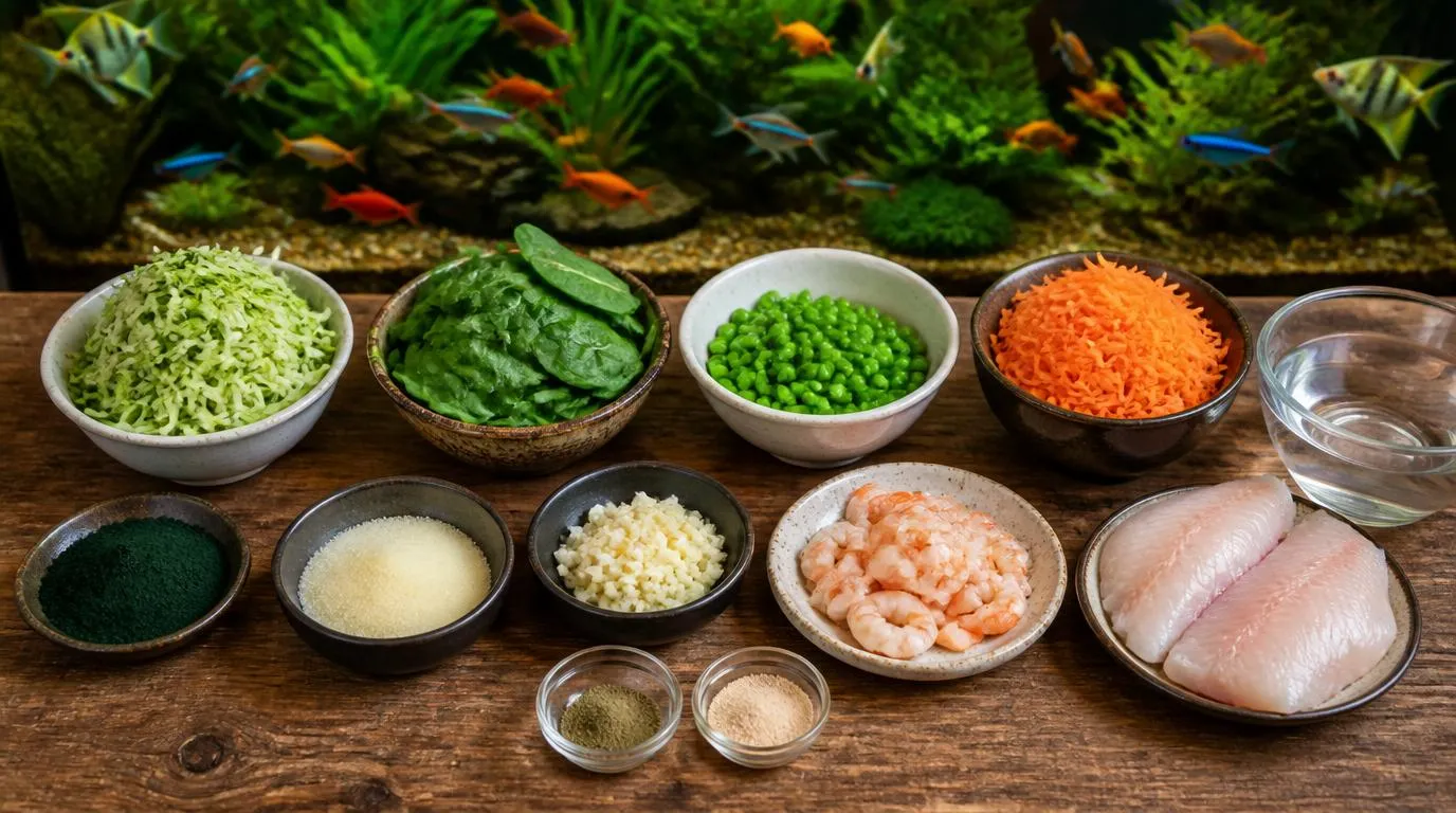 Homemade vegetable fish food